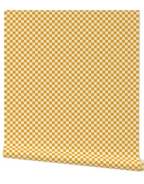 Harvest Gold and Cream Checkerboard Squares Wallpaper