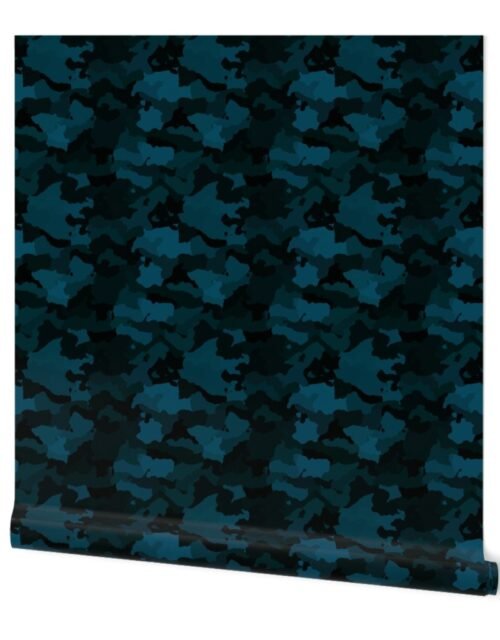 Navy Blue Naval Marine Camo Camouflage Pattern Wallpaper