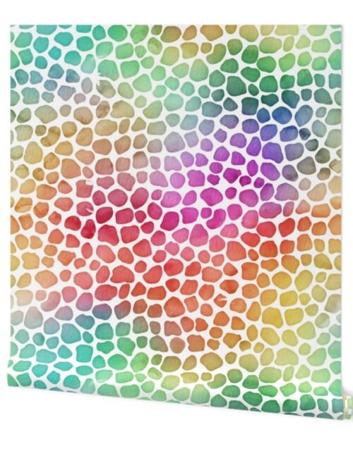 Rainbow Bright Pastel Mosaic Watercolor Spots Wallpaper