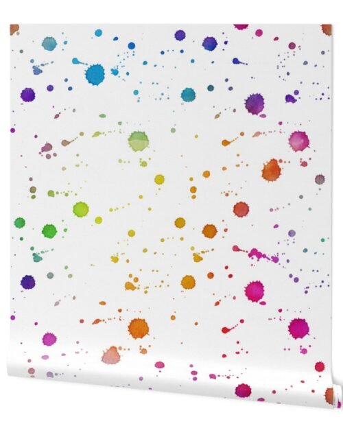 Rainbow Bright Pastel Watercolor Drops, Splatters and Dribbles Wallpaper