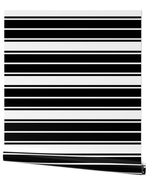 Black and White Horizontal French Stripe Wallpaper