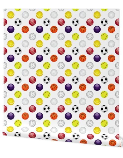 All Sports Balls Soccer, Tennis, Basket, Base, Cricket, Volley, Golf, Soft and Pool Balls on White Wallpaper