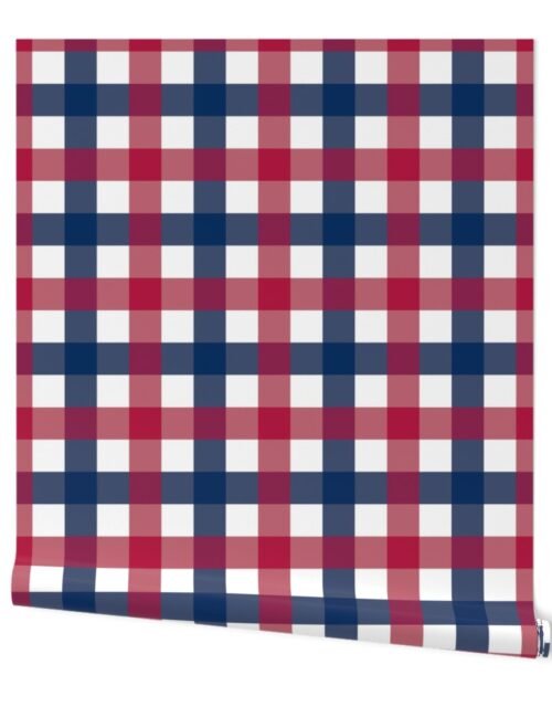 USA Red, White and Blue Mega 3 Inch Gingham Check Wallpaper
