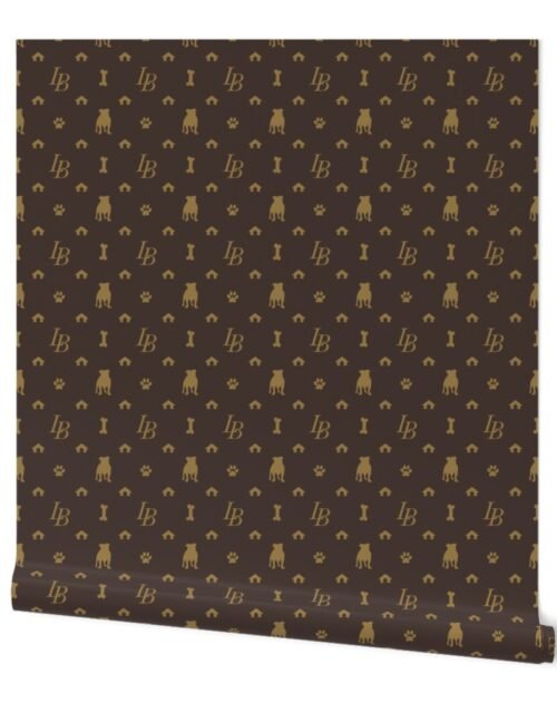 Mini Louis Bulldog Luxury Dog Attire Monogram Print Wallpaper