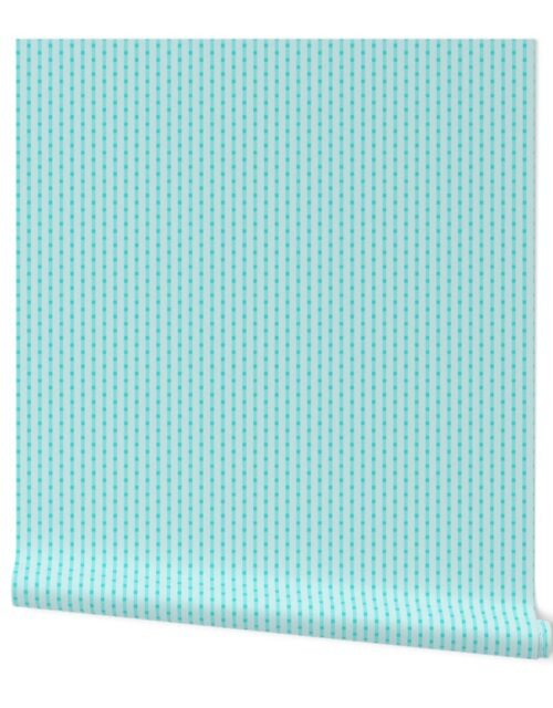 Puckered Seersucker-look Pin Stripes in Shades of Aqua Blue Wallpaper