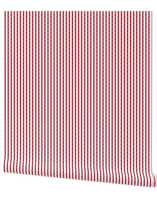 USA Flag Red White and Blue Puckered Seersucker-look Pin Stripes Wallpaper