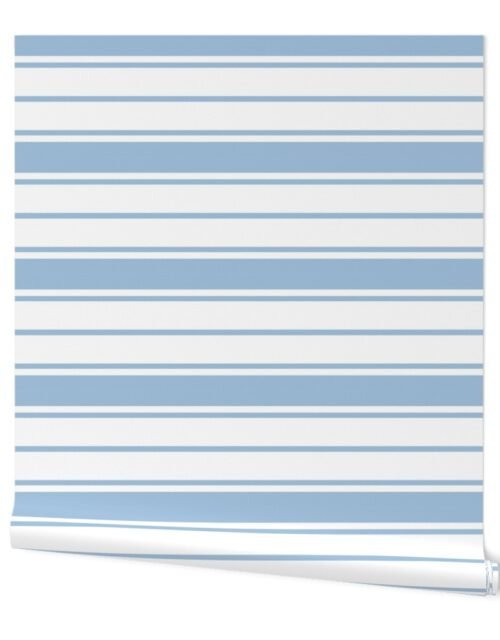 Blue and White Horizontal French Stripe Wallpaper