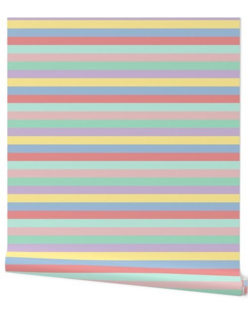 Pastel Easter Stripes Horizontal Wallpaper