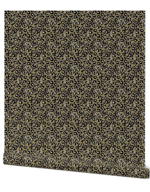 Leopard Spots in Silver and Khaki Wallpaper