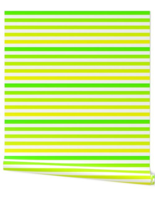 Small Bright Yellow and Green Ombré  Shade Cabana Stripes Wallpaper