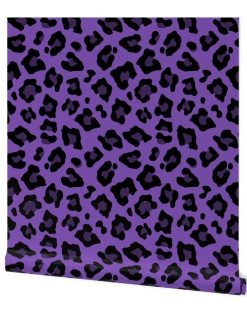 Jumbo Leopard Spots Animal Repeat Pattern Print in Purple and Black Wallpaper