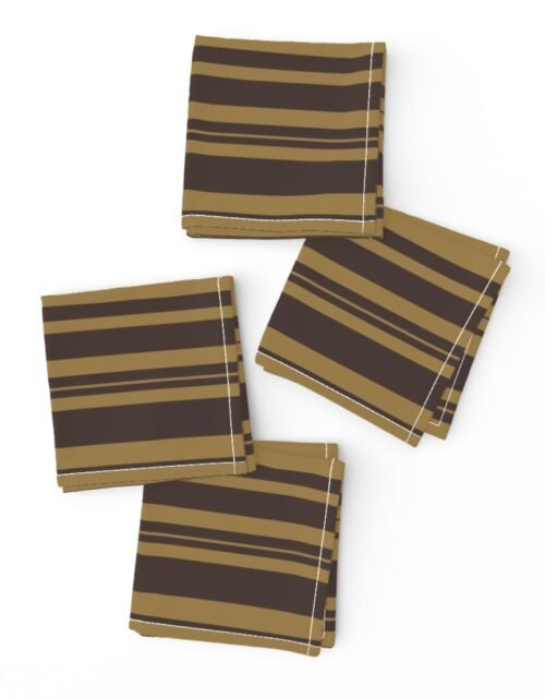 Louis Brown and Tan Dog Coordinate Horizontal Stripes Print Cocktail Napkins