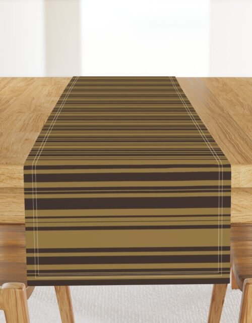 Louis Brown and Tan Dog Coordinate Horizontal Stripes Print Table Runner