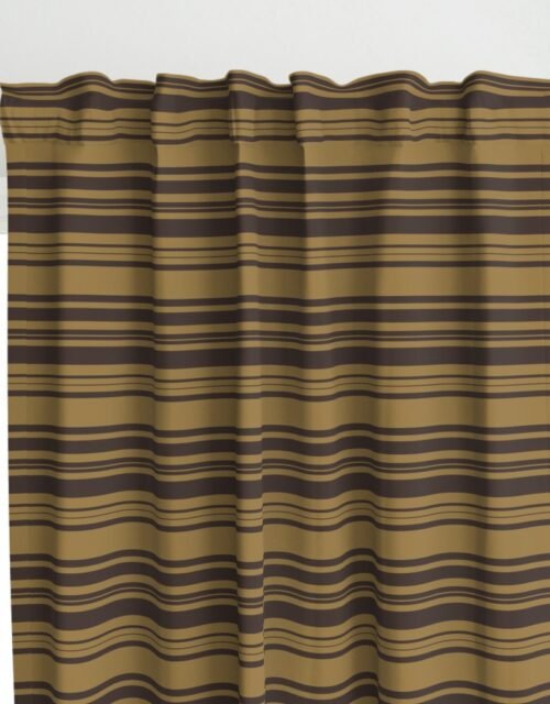 Louis Brown and Tan Dog Coordinate Horizontal Stripes Print Curtains