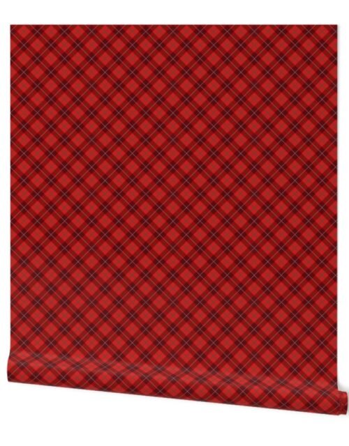 Mini Bright Red Green and White Seasonal Christmas  Tartan Check Plaid Wallpaper