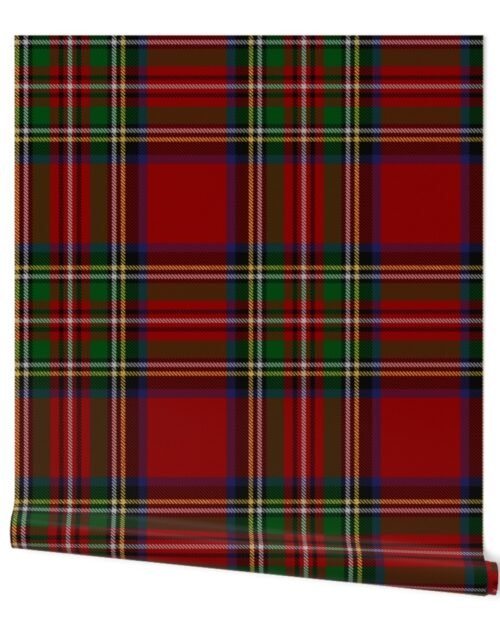 Bright Faux Gold Foil Royal Stewart Tartan Plaid Wallpaper