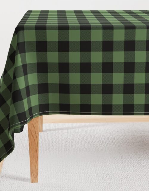 Christmas Tree Evergreen and Black Buffalo Check 2 inch Rectangular Tablecloth