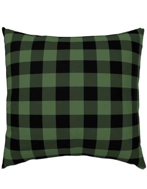 Christmas Tree Evergreen and Black Buffalo Check 2 inch Euro Pillow Sham