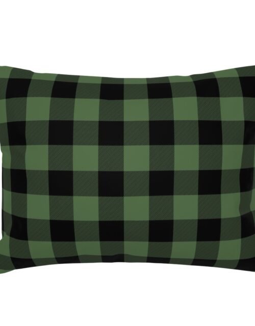 Christmas Tree Evergreen and Black Buffalo Check 2 inch Standard Pillow Sham