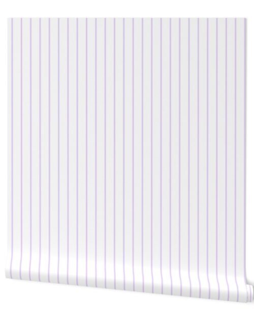 Classic wider 1 Inch Pale Lilac Pinstripe on a White Background Wallpaper