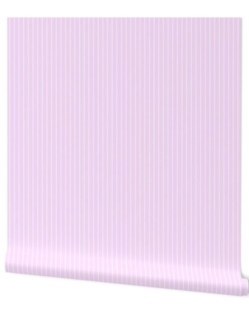 Classic 1/2 Inch White Pinstripe on a Pale Pink Cotton Candy Background Wallpaper