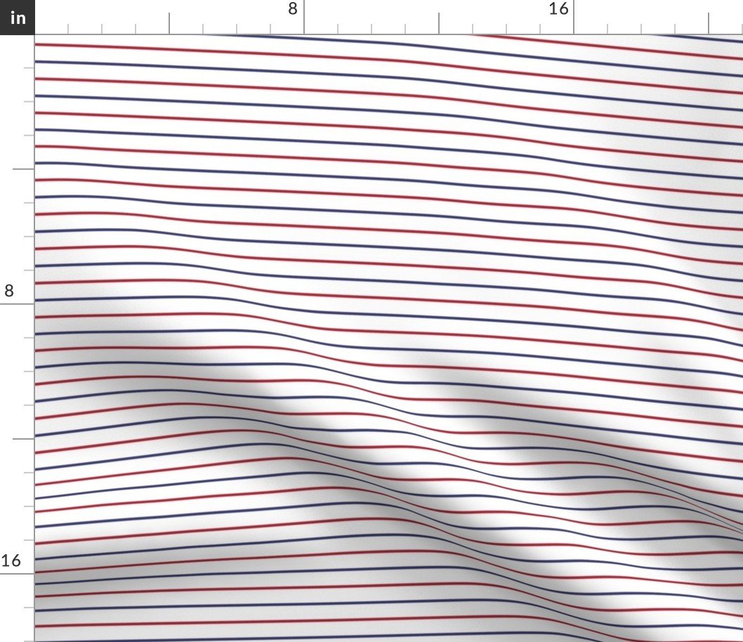 1/2 Inch Horizontal Pinstripe USA Red White and Blue Flag Colors Fabric
