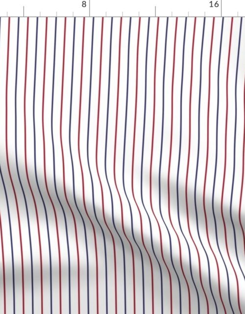 1/2 Inch Vertical Pinstripe USA Red White and Blue Flag Colors Fabric