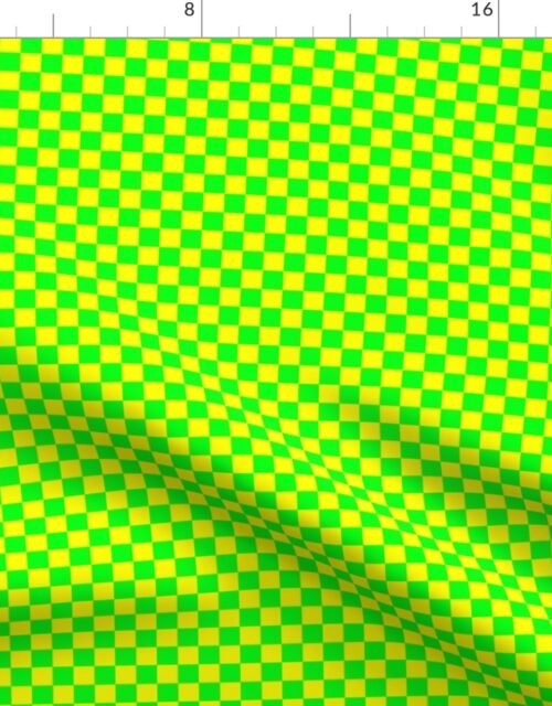1/2 inch Bright Lemon and Lime Checkerboard Fabric