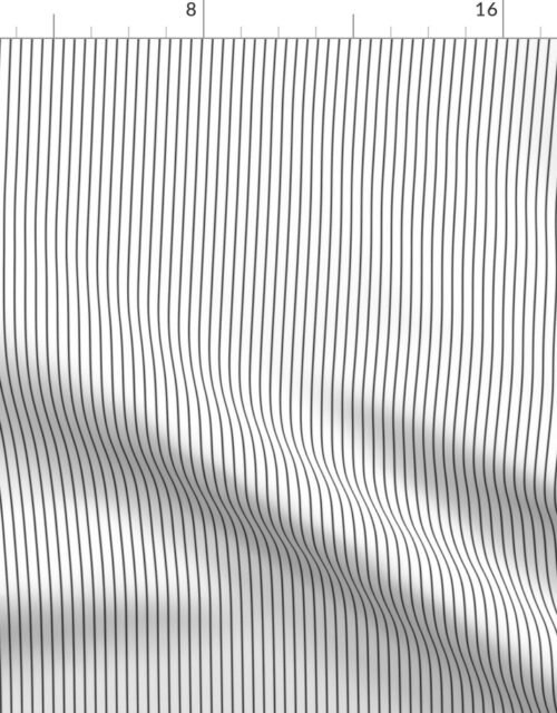 1/4 Inch Classic Vertical Black  Vertical Pinstripe On White Spacing Fabric