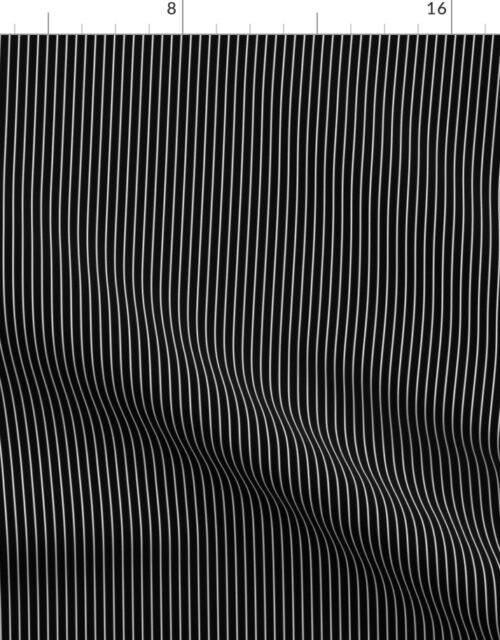 1/4 Inch Classic Vertical White Horizontal Pinstripe On Black Spacing Fabric