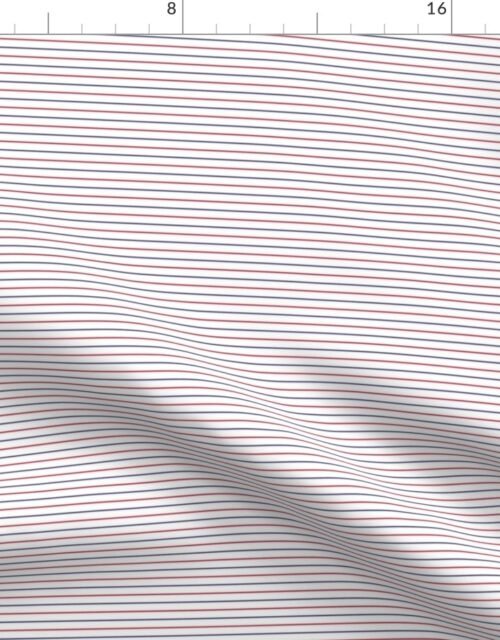 1/4 Inch Horizontal Pinstripe USA Red White and Blue Flag Colors Fabric