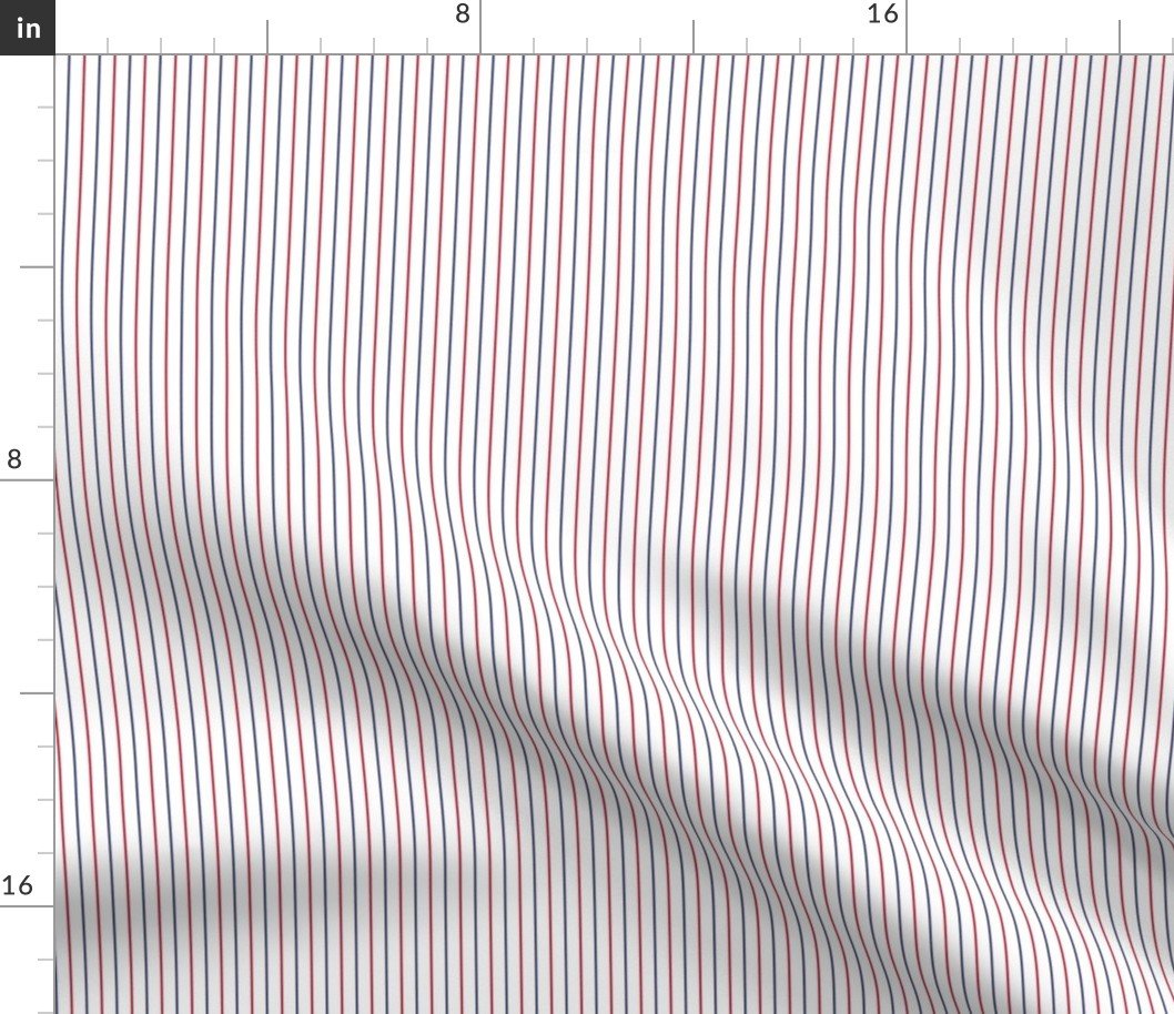 1/4 Inch Vertical Pinstripe USA Red White and Blue Flag Colors Fabric