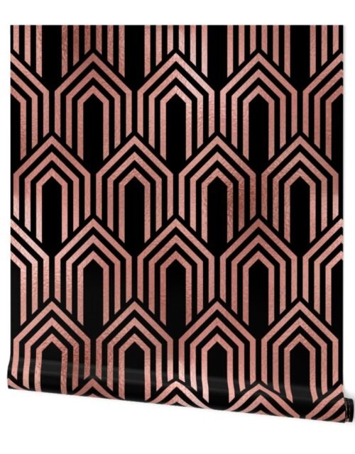 Copper Rose Gold  and Black Jumbo Art Deco Arches in Arches Wallpaper