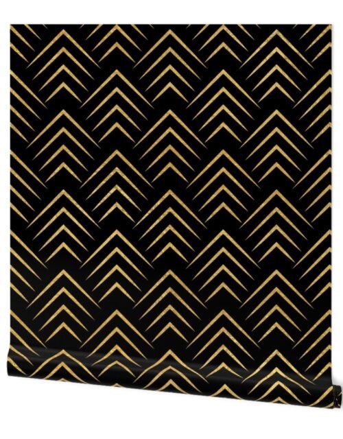 Antique Gold and Black Art Deco Jumbo Chevrons Wallpaper