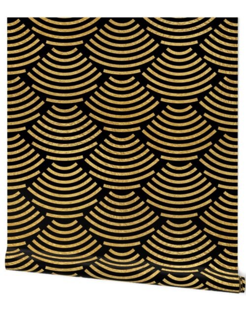 Antique Gold  and Black Jumbo Art Deco Ellipses Wallpaper