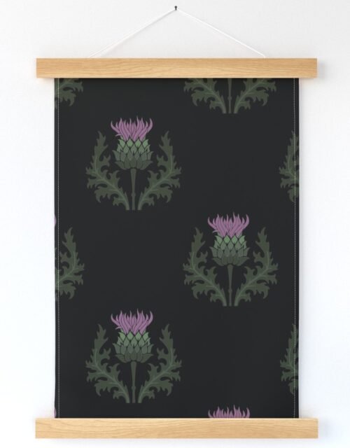 Large Scottish Thistle Flower of Scotland on Black Wall Hanging