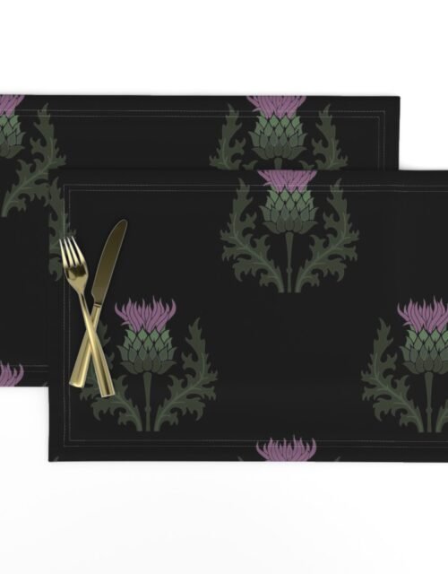 Large Scottish Thistle Flower of Scotland on Black Placemats