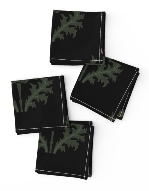 Large Scottish Thistle Flower of Scotland on Black Cocktail Napkins