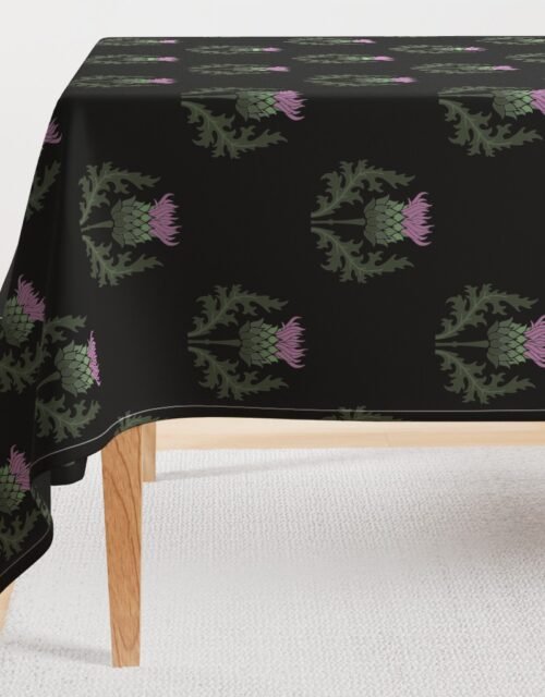 Large Scottish Thistle Flower of Scotland on Black Rectangular Tablecloth