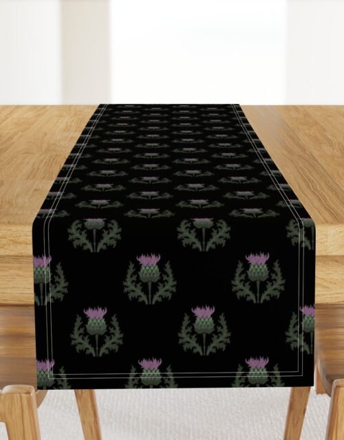 Small Scottish Thistle Flower of Scotland on Black Table Runner