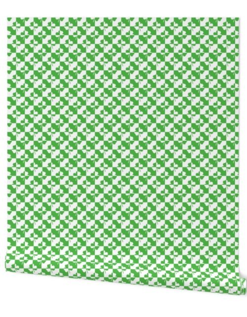 Mini Green and White Irish Clover Check Pattern Wallpaper