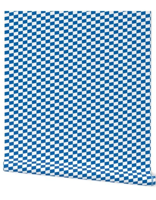 Oktoberfest Bavarian Beer House Blue and White Small Diagonal Diamond Pattern Wallpaper