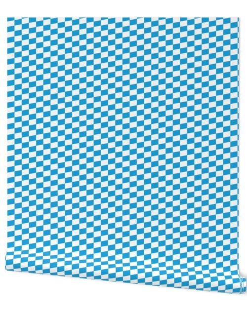 Oktoberfest Bavarian Beer Festival Blue and White Small Diagonal Diamond Pattern Wallpaper