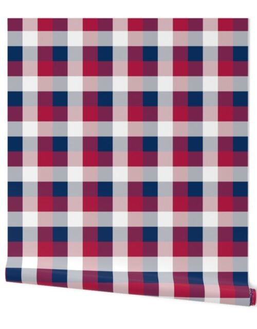 USA Red, White and Blue Large 2 Inch Gingham Check Wallpaper