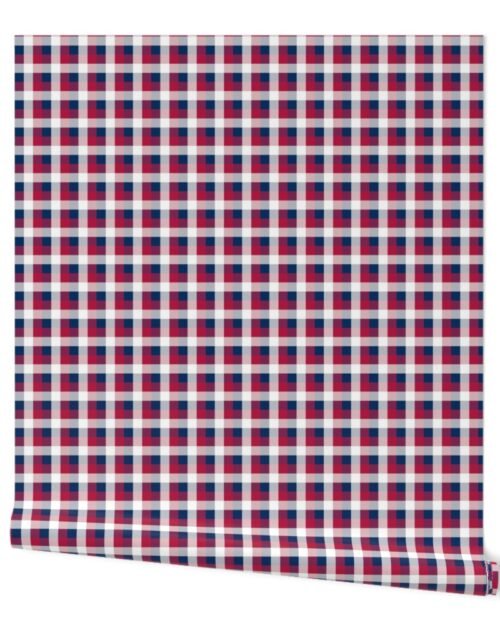 USA Red, White and Blue Large 1/2 Inch Gingham Check Wallpaper