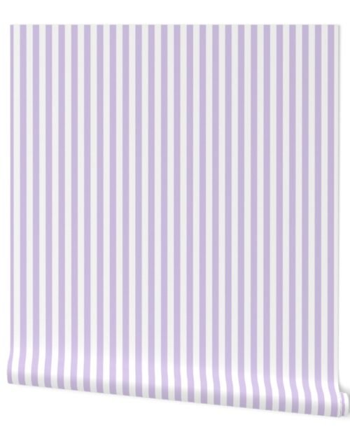 Color of the Year 2023 Digital Lavender and White 1/2 Inch Cabana Stripes Wallpaper