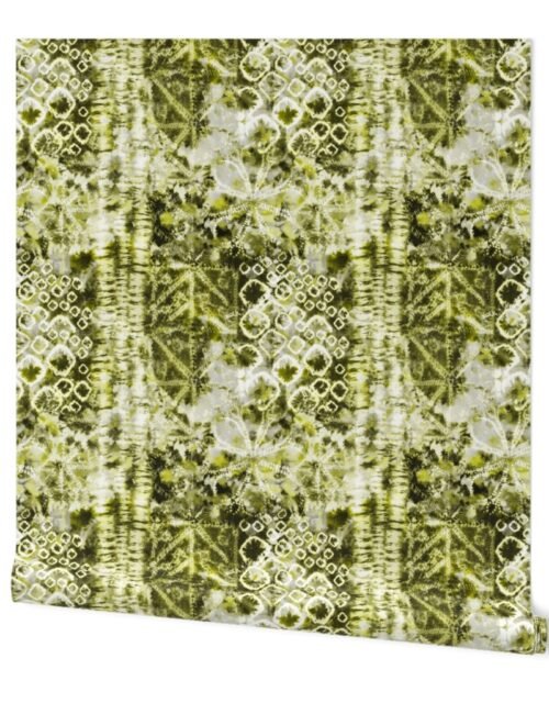 Yellowish Green Summer Tie Dye Batik Wax Tie Die Print Wallpaper