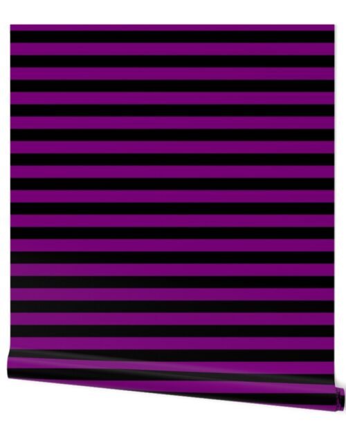 Halloween Holiday 1 inch Black and  Zombie Purple Witch Stripes Wallpaper