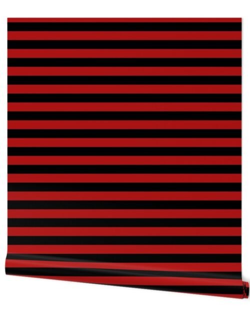 Halloween Holiday 1 inch Black and Blood Red Witch Stripes Wallpaper