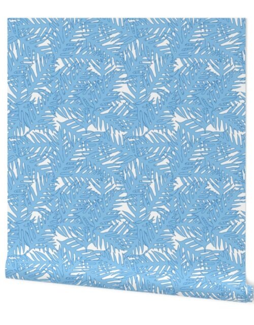 Sky Blue Palm Leaves Wallpaper